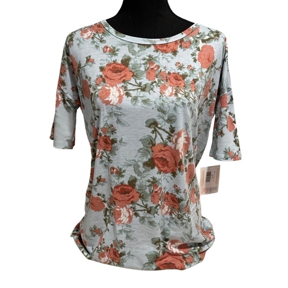 LulaRoe Irma Tunic Short Sleeve Rose Soft Light Blue White Red XXS-XS 00-0 - Picture 1 of 13